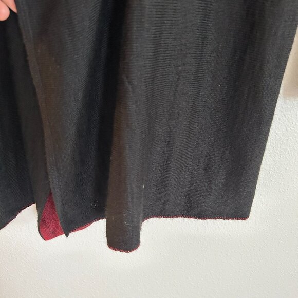 Peruvian Link Sweater M Black Red Alpaca Embroidered Open Cardigan Duster - Picture 6 of 12